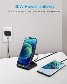 img 2 attached to 🔌 NANAMI 30W Max Wireless Charger: Fast Charging Stand with USB-A Port for iPhone 13/12/SE 2020/11 Pro/XS Max/XR/X/8 Plus, Galaxy S21 S20 S10 S9 S8, Note 20/10/9/8 (Qi Certified, with PD Adapter)