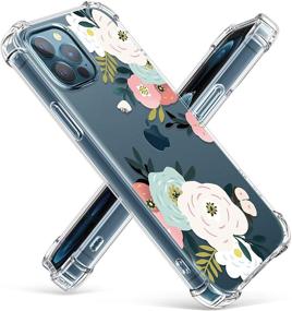 img 4 attached to 🌸 GVIEWIN Clear Floral Soft TPU Shockproof Case for iPhone 12 and iPhone 12 Pro (6.1 Inch, 2020) - Women Girls Flower Pattern Phone Cover (Abundant Blossom/White)