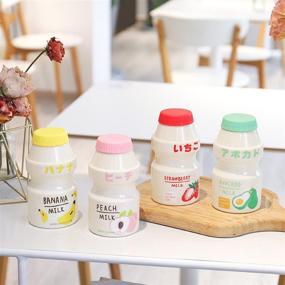 img 2 attached to 🥛 Cute Kawaii Milk Carton Shaker Bottle - SLSNATFOUND Plastic Water Bottle Tour Drinking Bottle Yakult Shape for Kids/Girls/Adults (480ml), Glass Version