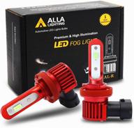 🚗 alla lighting 5200lm al-r h11 h16 led ice blue fog lights bulbs - super bright replacement led bulb for cars, trucks - 8000k logo