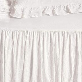 img 2 attached to 🛏️ Shabby Chic Farmhouse-Style White Ruffle Skirt Bedspread - 3 Piece Queen Size Lightweight Coverlet Set with Matching Pillow Shams - Ideal for Layering and Bedroom Decor