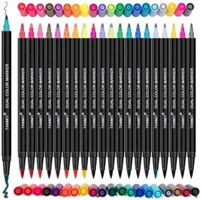 img 4 attached to 🎨 Dual Colored Markers: Tanmit 40 Color Dual Tip Brush Pens - Double-End Thin Art Marker Set for Adult Coloring Book, Journal & More (20 Pack)