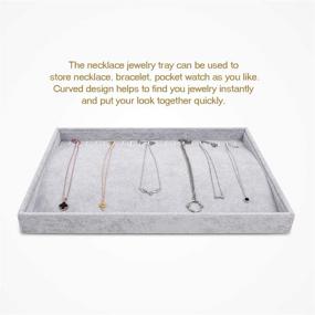 img 1 attached to 🗄️ Maximize Drawer Space with TekkPerry Stackable Velvet Jewelry Trays Organizer - Set of 3 (Gray)