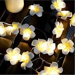 img 3 attached to Hawaiian Foam Plumeria Flower String Lights - 20 LED String Light Decoration for Christmas, Party, Home, Wedding, Beach (Décor01)