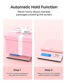 img 1 attached to MUNBYN Shipping Scale: Precise 66lb/0.1oz Postage Scale with Stylish Pink Design, Holding, Tearing, &amp; Piece Count Functions, Automatic Shut-Off, Battery &amp; DC Adapter, Illuminated LCD Screen, Digital Scale for Packages, Envelopes, and Food