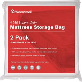 img 4 attached to 🛏️ Ultimate Protection: 4 Mil Thick Clear Plastic Mattress Bag [2 Pack] for Long-Term Storage and Moving - Queen Size, 76 x 96 Inch
