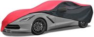 🚗 2014-2019 c7 stingray, z51, z06, grand sport corvette car cover: red/black, indoor/outdoor protection logo