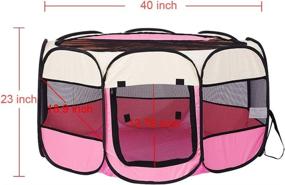 img 3 attached to XhuangTech Soft Fabric Portable Foldable Pet Dog Cat Playpen, Exercise Kennel for Indoor/Outdoor Use, Water Resistant Removable Mesh Shade Cover - D40 x H23 inch