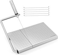 🧀 accurate stainless steel wire cheese slicer with size scale and serving board logo