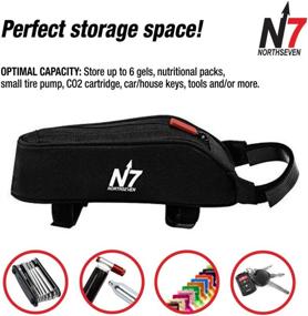 img 2 attached to 🚴 Northseven Triathlon & MTB Lightweight Top Tube Bag - Aerodynamic and Low Profile Frame Bag for 6 Gels, Pump, Keys, and Tools!