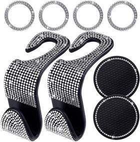 img 4 attached to 💎 Add Sparkle to Your Ride: 8-Piece Bling Car Accessories Set for Men and Women