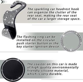 img 2 attached to 💎 Add Sparkle to Your Ride: 8-Piece Bling Car Accessories Set for Men and Women