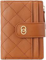 cluci soft leather small wallet for women - bifold ladies organizer with credit card holders and coin pocket clutch brown logo