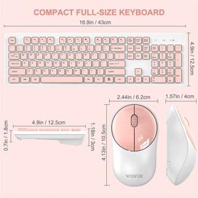 img 3 attached to 💻 Full-Size Wireless Keyboard and Mouse Combo, WisFox 2.4GHz Silent USB Keyboard Mouse Combo for PC Desktops, Laptops, Windows - Pink and White