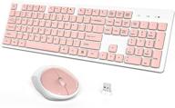 💻 full-size wireless keyboard and mouse combo, wisfox 2.4ghz silent usb keyboard mouse combo for pc desktops, laptops, windows - pink and white logo