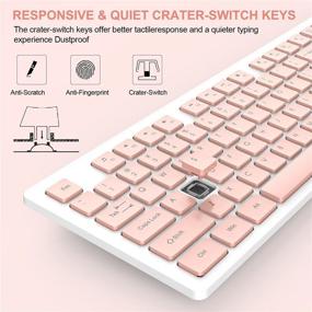 img 2 attached to 💻 Full-Size Wireless Keyboard and Mouse Combo, WisFox 2.4GHz Silent USB Keyboard Mouse Combo for PC Desktops, Laptops, Windows - Pink and White