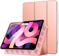 moko ipad air 4 case 10.9 inch - slim lightweight rose gold cover with auto wake/sleep, smart stand - 2020 ipad air 4th gen protective shell logo