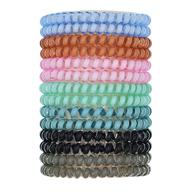 🌀 spiral hair ties - candy colored set of 14, coiled hair elastics, multicolored medium-sized hair ties, no-crease hair coils, telephone cord style plastic hair ties in 7 colors logo