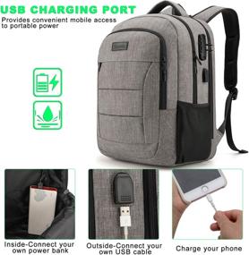 img 3 attached to Durable Water Resistant Anti-Theft Tzowla Travel Laptop Backpack: 50L Extra Large with USB Charging Port & Lock, Perfect for Women & Men, College & Business | Grey