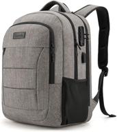 durable water resistant anti-theft tzowla travel laptop backpack: 50l extra large with usb charging port & lock, perfect for women & men, college & business | grey logo