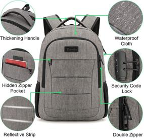 img 2 attached to Durable Water Resistant Anti-Theft Tzowla Travel Laptop Backpack: 50L Extra Large with USB Charging Port & Lock, Perfect for Women & Men, College & Business | Grey