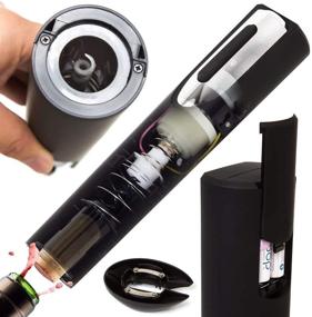 img 2 attached to 🍾 Vin Fresco Portable Electric Wine Opener - Battery Powered, Foil Cutter - Automatic, Cordless - Easily Removes Corks - BATTERIES INCLUDED (Black & Silver)