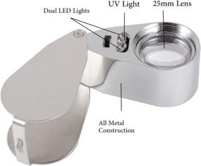 img 2 attached to Delixike 40X Full Metal Illuminated Jewelry Loop Magnifier: Pocket Folding Magnifying Glass Loupe with LED Light for Currency Detection and Jewelry Identification