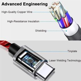 img 2 attached to 🔌 Кабель USB C Oliomp с красной светодиодной подсветкой – быстрая зарядка для Samsung Galaxy S10 S9 S8 Note 20, Pixel, LG V30 V20 G6 (3 фута)