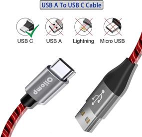 img 3 attached to 🔌 Кабель USB C Oliomp с красной светодиодной подсветкой – быстрая зарядка для Samsung Galaxy S10 S9 S8 Note 20, Pixel, LG V30 V20 G6 (3 фута)