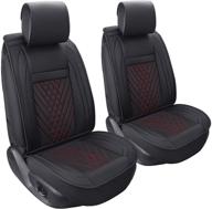 🚘 pltcat 2 front car seat covers set: stylish black and red pu leather cushions for cars, suvs, vans, and trucks logo