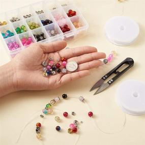 img 2 attached to 💍 Kissitty 400pcs/box 8mm Crackle Lampwork Glass Round Beads Kit with Metal Spacers, Elastic Thread, and Scissors - Ideal for Jewelry Making