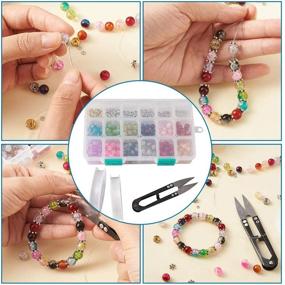 img 1 attached to 💍 Kissitty 400pcs/box 8mm Crackle Lampwork Glass Round Beads Kit with Metal Spacers, Elastic Thread, and Scissors - Ideal for Jewelry Making