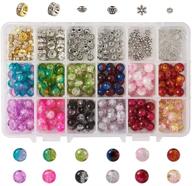 💍 kissitty 400pcs/box 8mm crackle lampwork glass round beads kit with metal spacers, elastic thread, and scissors - ideal for jewelry making logo