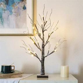 img 1 attached to 🌲 EAMBRITE Battery-Operated Snow Bonsai Tree Lights: 24" Tabletop Tree Light for Home Decor with Warm White LED - Indoor Use