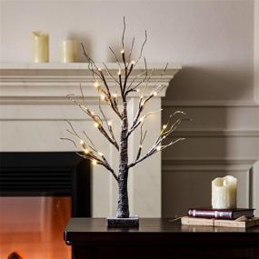 img 4 attached to 🌲 EAMBRITE Battery-Operated Snow Bonsai Tree Lights: 24" Tabletop Tree Light for Home Decor with Warm White LED - Indoor Use