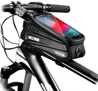 wild man bike bicycle bag: waterproof phone mount bag for android/iphone 6.5”, touch screen holder, bike accessories for adult bikes logo