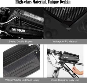 img 1 attached to WILD MAN Bike Bicycle Bag: Waterproof Phone Mount Bag for Android/iPhone 6.5”, Touch Screen Holder, Bike Accessories for Adult Bikes