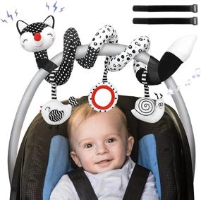 img 4 attached to 🚗 Versatile Car Seat Toys: Spiral Plush Infant Hanging Toys for Stroller, Crib, and Car Seat Bar, Ideal Gift for 0-12 Months Babies