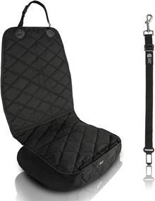 img 4 attached to Premium Pet Front Seat Cover for Dogs: Heavy-Duty & Waterproof - Perfect Fit for Cars, SUVs, and Trucks - Non-Slip & Washable - Enhanced Safety with Dog Safety Belt - Quilted & Padded - Sleek Black Design