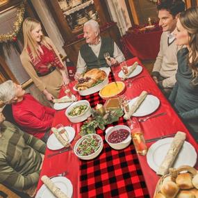 img 3 attached to 🎄 Buffalo Plaid Table Runner Set - Black and Red Checked - Perfect for Christmas, Holiday Parties, and Family Dinner Gatherings - 2 Packs, 13x84 Inch