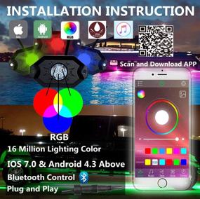 img 2 attached to 🔵 Набор Bluetooth RGB LED Rock Light - Moso LED 8 многоцветных неоновых модулей, подсветка Rock Rail для ATV SUV внедорожника лодки морские - с пультом дистанционного управления и различными режимами