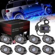 🔵 bluetooth rgb led rock light kit - moso led 8 multicolor neon pods, underglow rock rail lights for atv suv off-road truck boat marine - with remote control & multiple modes logo