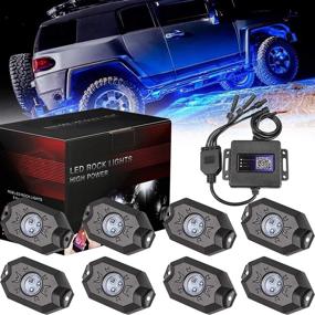 img 4 attached to 🔵 Набор Bluetooth RGB LED Rock Light - Moso LED 8 многоцветных неоновых модулей, подсветка Rock Rail для ATV SUV внедорожника лодки морские - с пультом дистанционного управления и различными режимами