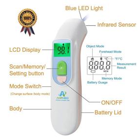 img 3 attached to 🌡️ Amplim Pink White Hospital & Medical Grade Non-Contact Digital Infrared Forehead Thermometer for Babies, Kids, and Adults, Model 1701AE3