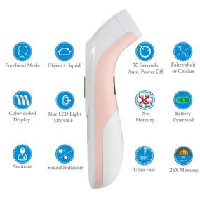 img 1 attached to 🌡️ Amplim Pink White Hospital & Medical Grade Non-Contact Digital Infrared Forehead Thermometer for Babies, Kids, and Adults, Model 1701AE3