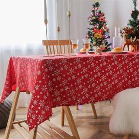 img 2 attached to Lespoir Christmas Tablecloth: Elegant Snowflake Printed TableCloths for Festive Décor