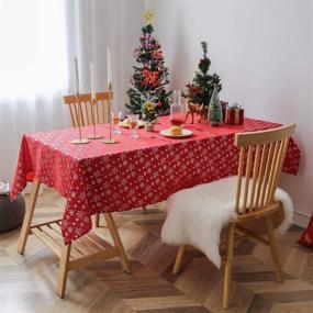 img 3 attached to Lespoir Christmas Tablecloth: Elegant Snowflake Printed TableCloths for Festive Décor