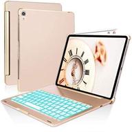 💼 gold ipad pro 11 case with keyboard 2018 1st gen - wireless & bluetooth, backlit metal keyboards in 7 colors, pencil charging support, auto wake/sleep logo