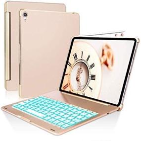 img 2 attached to 💼 Gold iPad Pro 11 Case with Keyboard 2018 1st Gen - Wireless & Bluetooth, Backlit Metal Keyboards in 7 Colors, Pencil Charging Support, Auto Wake/Sleep