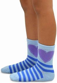 img 1 attached to 🧦 TeeHee Little Girls Stripes Fashion Cotton Short Crew Socks - 6 Pack (6-12 Months, Stripes and Heart)